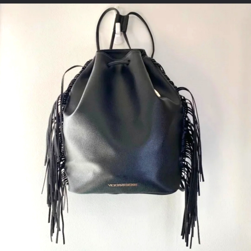 Victoria's Secret Fridge Backpack Black faux leather, New with the tags.